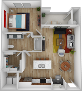 A3 - One Bedroom / One Bath - 760 Sq. Ft.*
