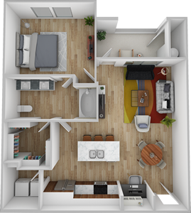 A4 - One Bedroom / One Bath - 760 Sq. Ft.*