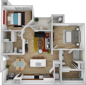 B1 - Two Bedroom / Two Bath - 1009 Sq. Ft.*