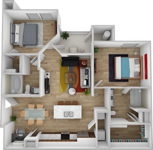 B2 - Two Bedroom / Two Bath - 1009 Sq. Ft.*