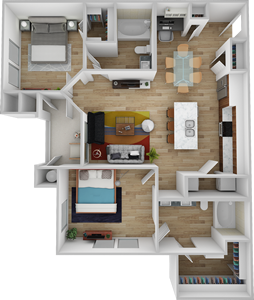 B3 - Two Bedroom / Two Bath - 1016 Sq. Ft.*