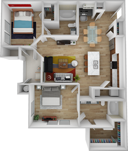 B4 - Two Bedroom / Two Bath - 1016 Sq. Ft.*