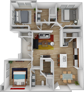 C4 - Three Bedroom / Two Bath - 1168 Sq. Ft.*